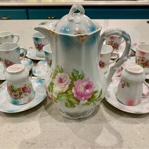 German porcelain chocolate set-pitcher and 9 cups & saucers